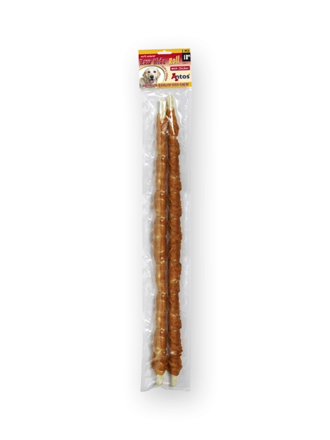 Raw Hide White + Chicken Roll 18" 2 stuks