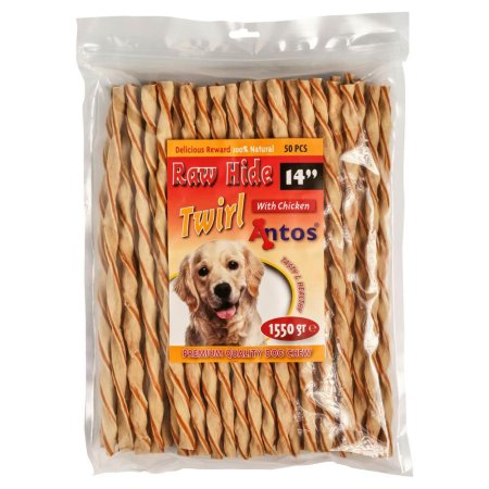 Raw Hide White + Chicken Twirl 14" 50 stuks