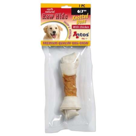 Raw Hide White + Chicken Knotted Bone 6/7" 1 stuk